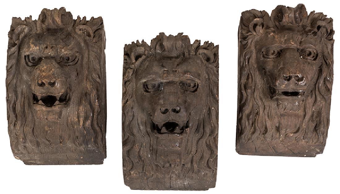 Trio of Nineteenth Century Lion's Head Architectural (1 of 1)