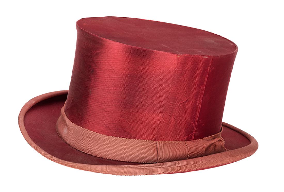 Magician’s Collapsing Red Silk Top Hat. (1 of 1)