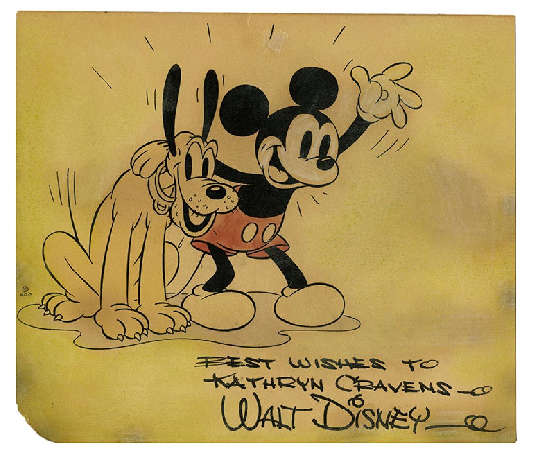 A Mickey Mouse and Pluto Card Signed on Behalf of Walt (1 of 1)