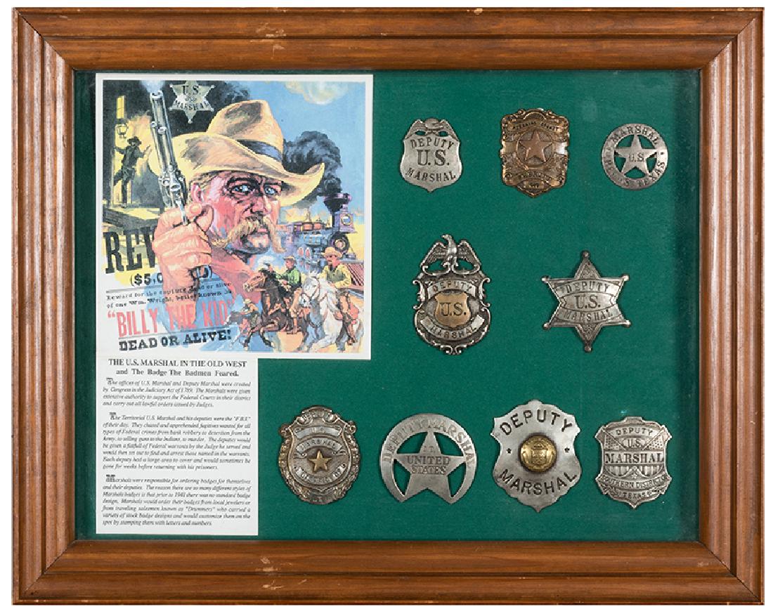A mounted collection of U.S. Marshall Badges. (1 of 1)
