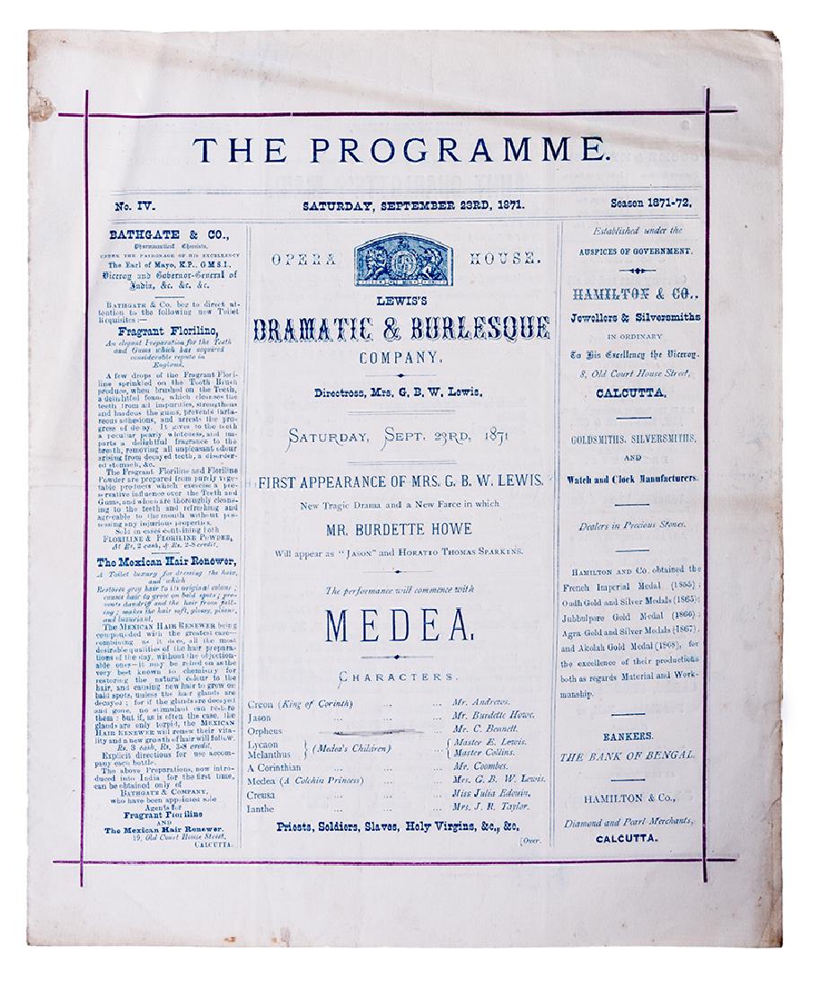 Heller’s Wonders in India.: Heller, Robert. Heller’s Wonders in India. India, 1871. Opera House program for September 23, 1871 announcing the forthcoming presentation of Robert Heller’s Wonders in his tour of India, Java and