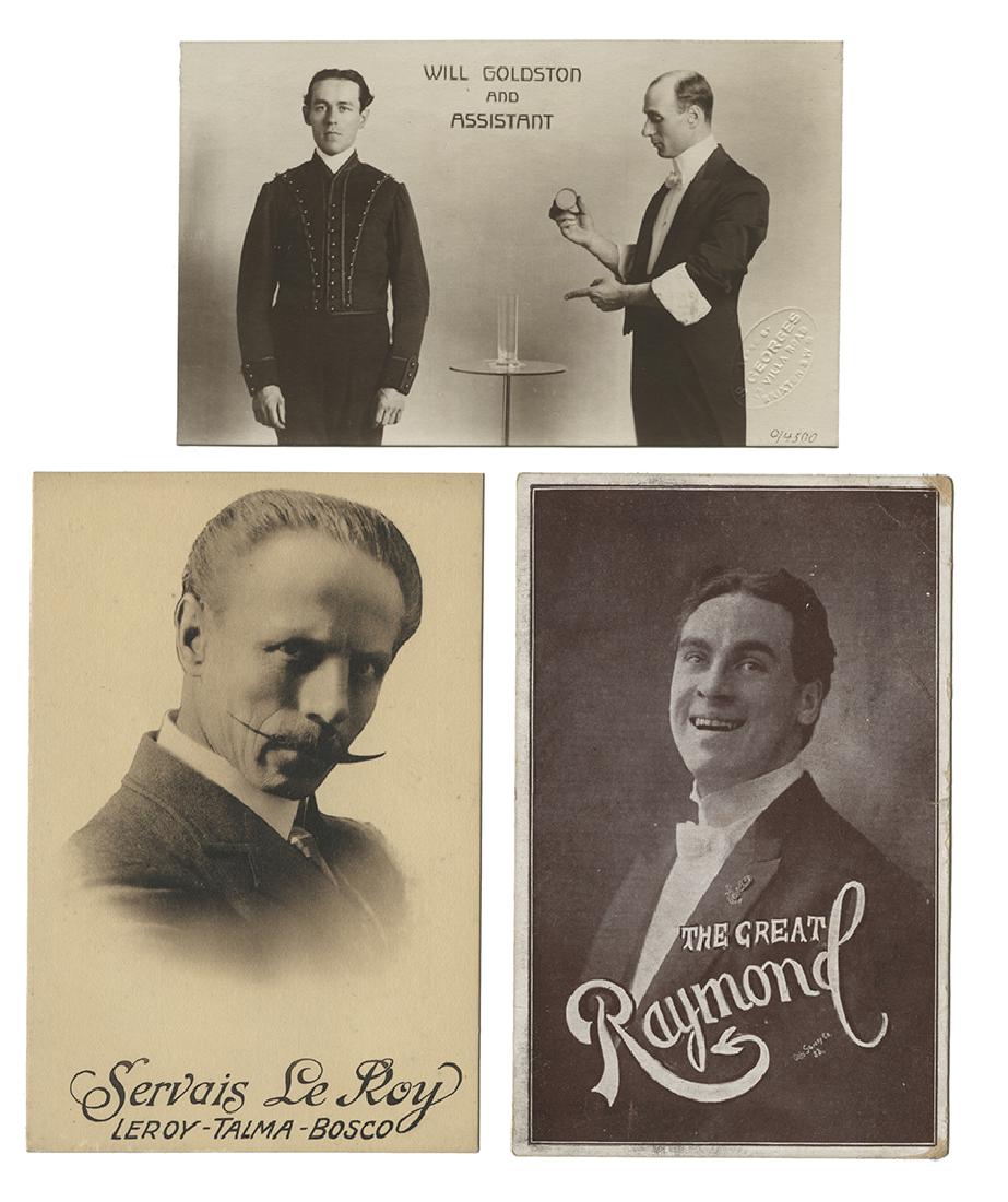 Collection of Seventeen Postcards Featuring Magicians.: Collection of Seventeen Postcards Featuring Magicians. 1910s – 70s. Includes examples from Servais Le Roy, The Great Raymond, Will Goldston, Dai Vernon, Dante, The Great Levante, Esmé Levant, Prof.