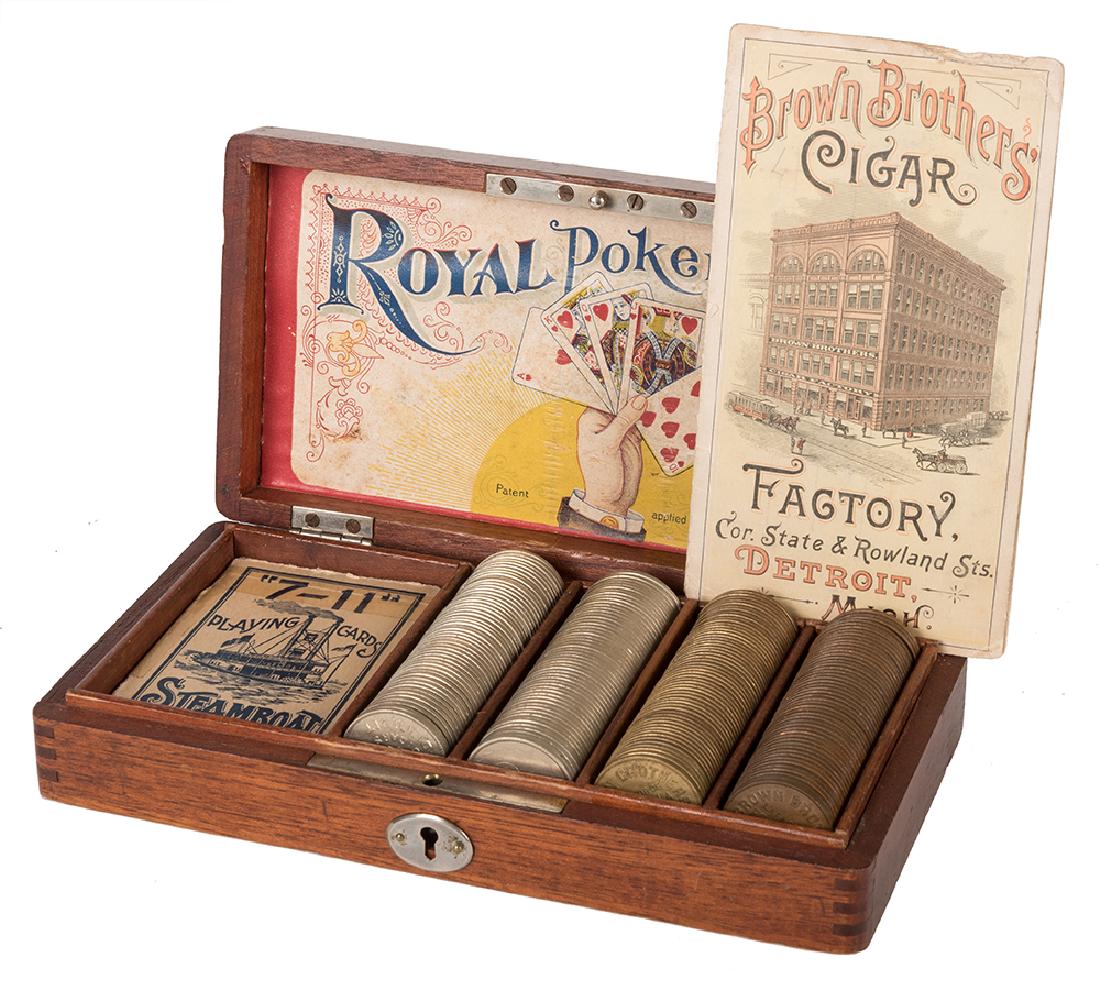 Royal Poker Set & Deck of Russell 7-11 Steamboat (1 of 3)