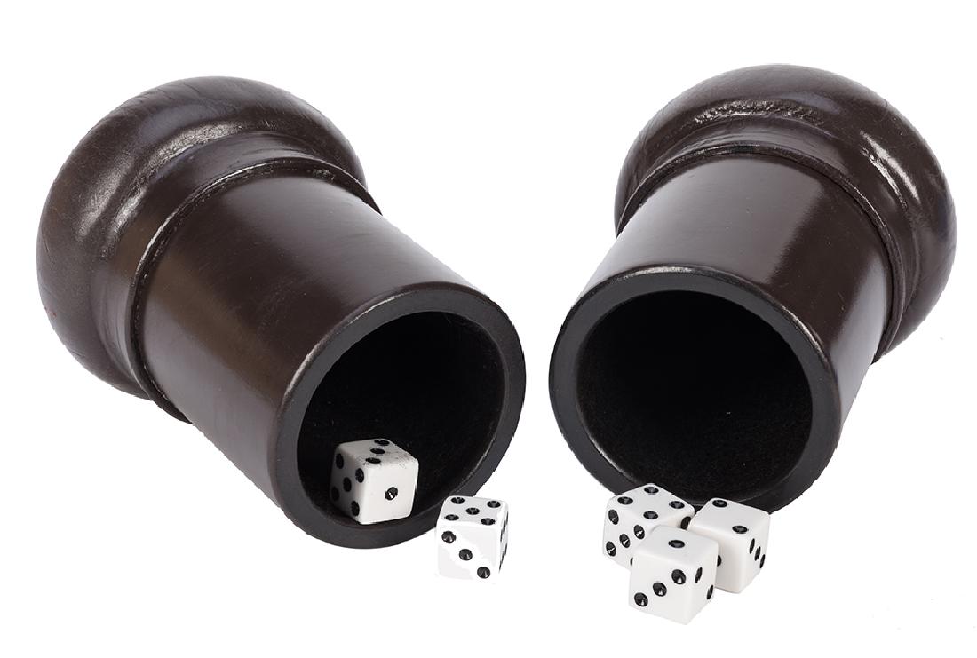 Pair of Gaffed Leather “Butterfly” Dice Cups. (1 of 1)