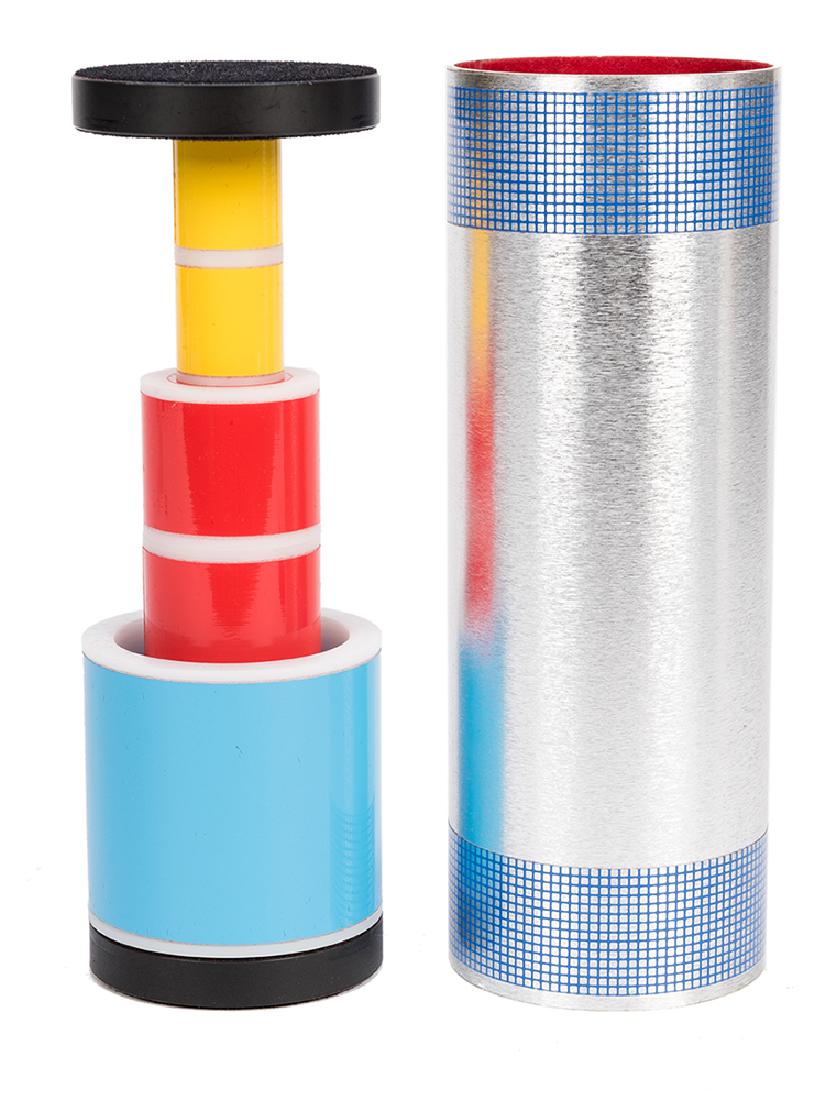 Pyramid Mystery Blocks.: Pyramid Mystery Blocks. Germany: Gert Hoffmann, 1990s. The order of a pyramid stack of colored checkers remains the same whether turned upside down or vice versa. Original instructions. 7Ó tall.