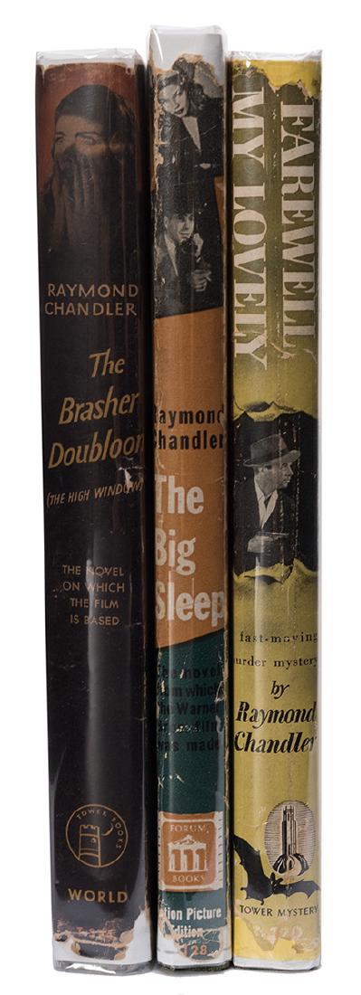The Lady in the Lake.: Chandler, Raymond. The Lady in the Lake. New York: Grosset & Dunlap, 1943 (but 1946/47). Black cloth lettered in red, pictorial unclipped jacket advertises the film adaptation starring Robert Montgome