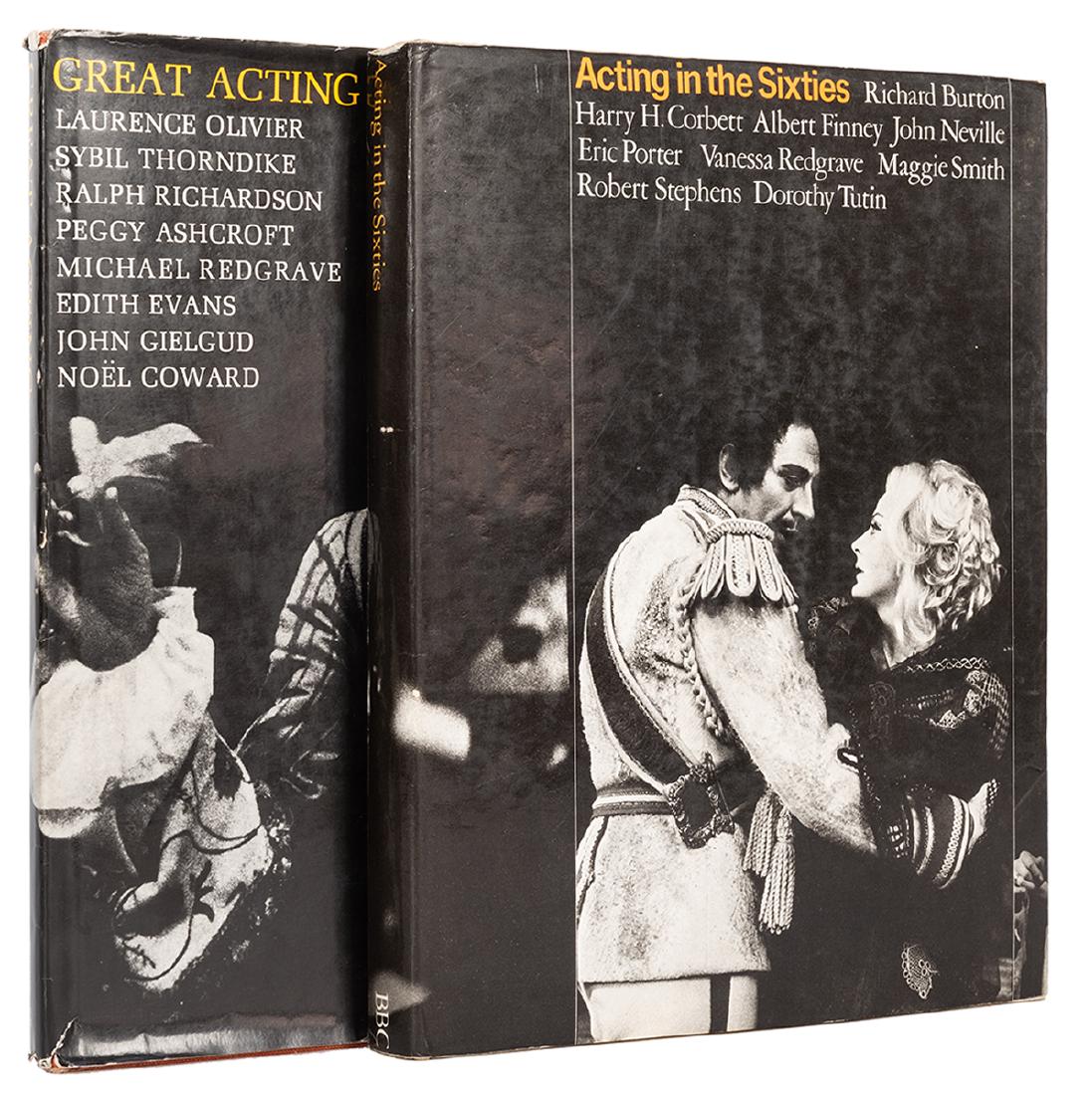 Pair of Books on Acting, Featuring Over 60 Signatures: Pair of Books on Acting, Featuring Over 60 Signatures of Prominent Stage Actors. Includes Great Acting (New York, 1967) and Acting in the Sixties (London, 1970), both by Hal Burton (ed.). Notable sign