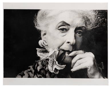 Trio of Floral-Themed Photographs, Incl. Quentin Crisp.: Trio of Floral-Themed Photographs, One Featuring Quentin Crisp. Circa 1990s. Includes two striking giclée prints by Len Prince: “Flowers” (19 ½ x 15 ½”) and “Pur