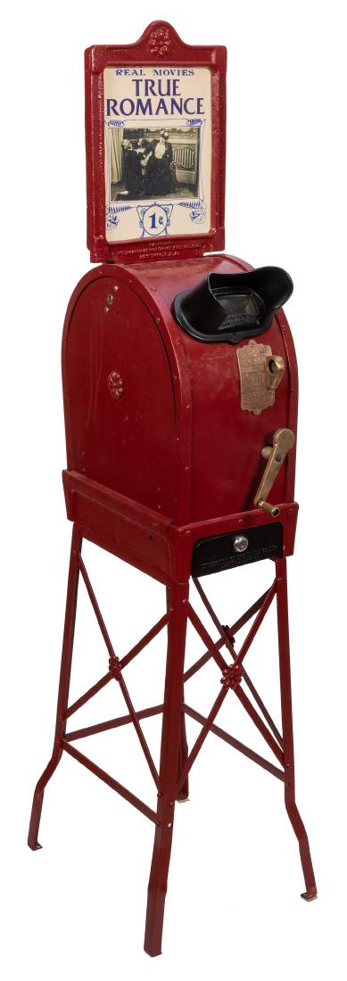Tin Mutoscope 1 Cent With "True Romance" Reel on Wire (1 of 1)
