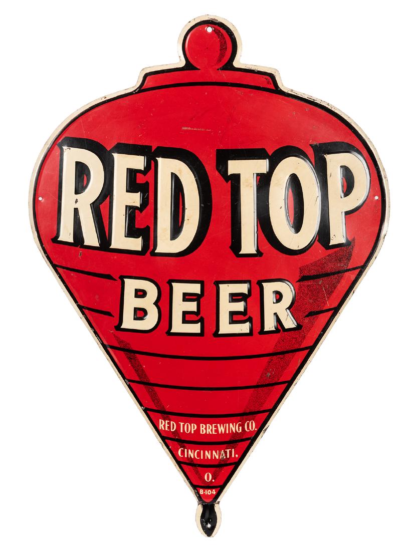 Red Top Beer Embossed Die-Cut Tin Sign. (1 of 1)