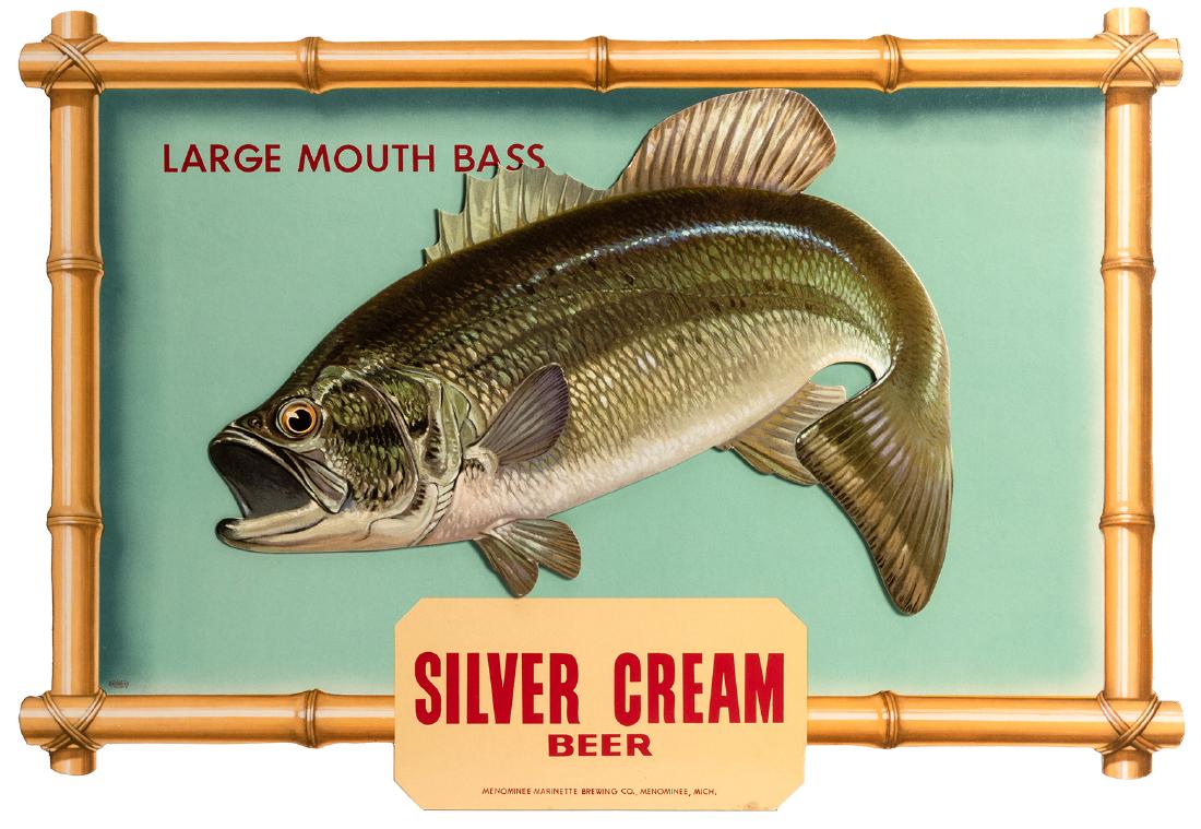 Silver Cream Beer. Four Die-Cut Fish Signs. (1 of 4)