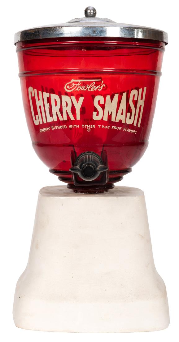 Fowler's Cherry Smash Syrup Dispenser with Lid. (1 of 1)
