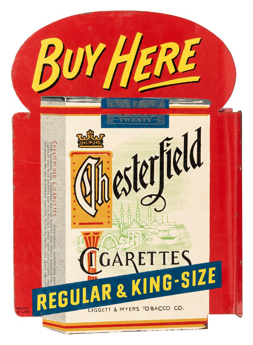 Chesterfield Cigarettes Tin Flange Sign. (1 of 1)