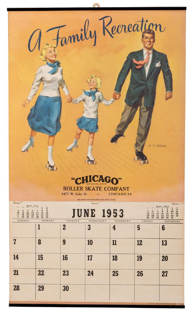 Chicago Roller Skate Co. 1953 Calendar. (1 of 2)