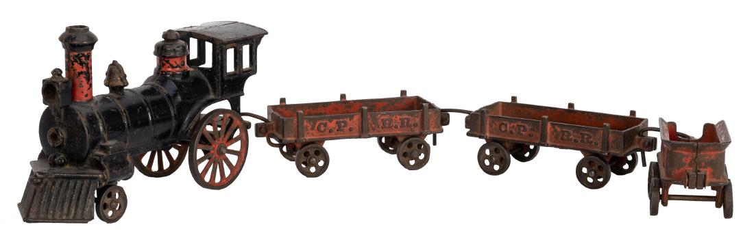 Four-Piece Ives Cast Iron Floor Train Set. (1 of 1)