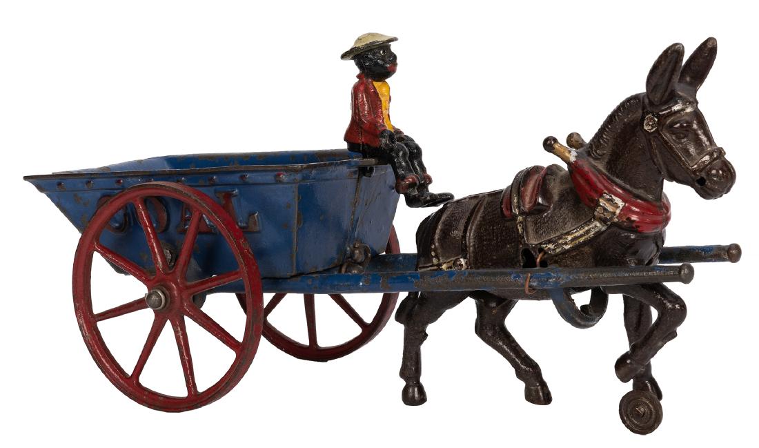 Cast Iron Mule-Drawn Coal Cart With Black Rider. (1 of 2)
