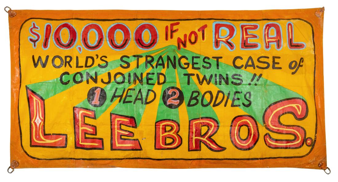 $10,000 If Not Real. Conjoined Twins Sideshow Banner. (1 of 1)
