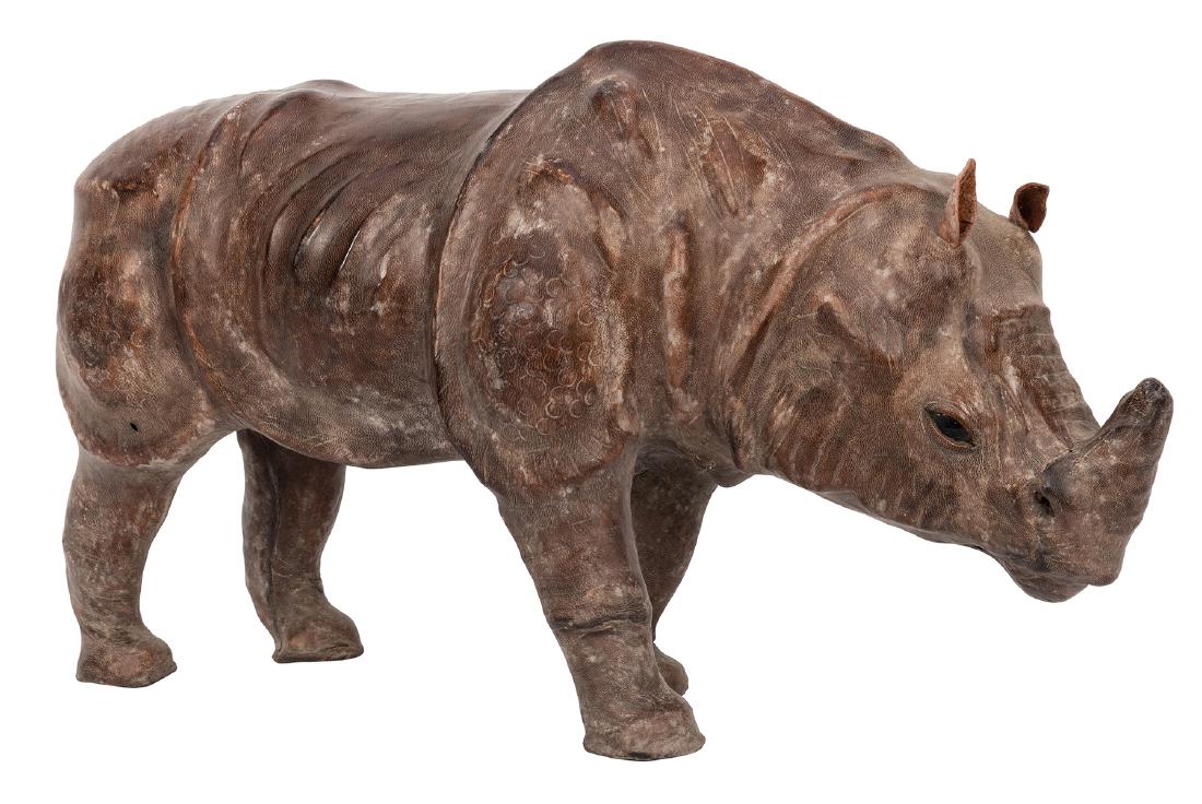 Leather African Rhinoceros Figure. (1 of 2)