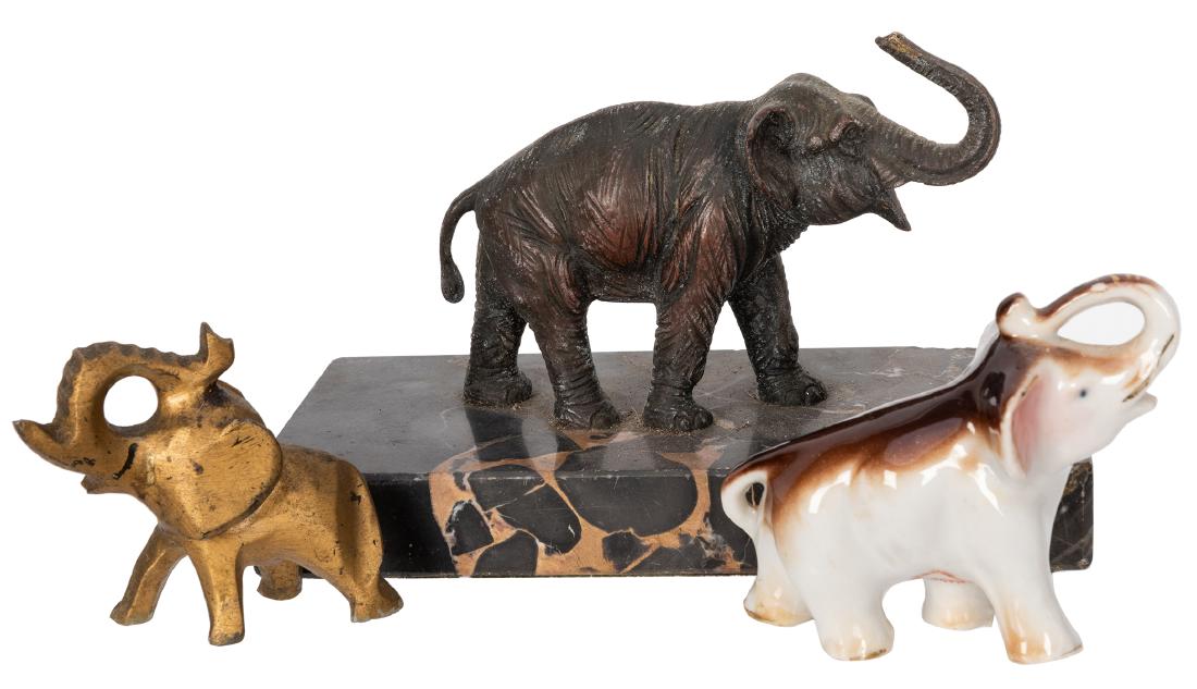 Bronze Elephant on Marble Stand. (1 of 1)