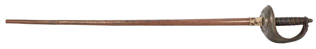 Five Antique Swords.: Five Antique Swords. Nineteenth century and earlier. Including Masonic Brotherhood "Select Knight" sword with bone handle, knight with feather pommel and ornate sheath with a boney hand over a book, 3