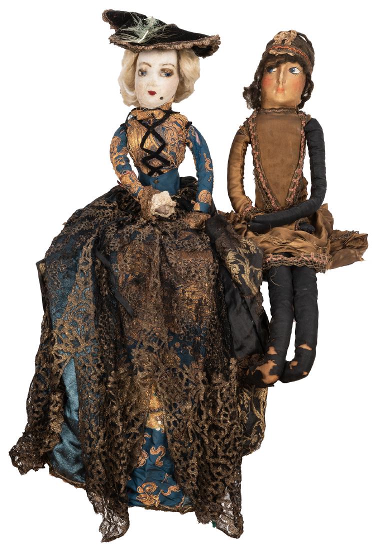 Large French Boudoir Cloth Dolls. (1 of 3)
