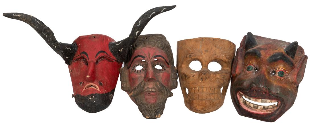 Four Mexican / Guatemalan Folk Art Masks. (1 of 1)