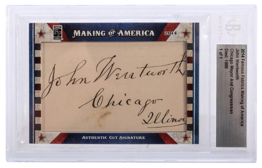 Autographs of Notable Chicagoans and Illinois: Autographs of Notable Chicagoans and Illinois Politicians. Ten pieces, including a clipped signature of William B. Ogden (Chicago’s first mayor); signed CDV of Alexander Fisher (President of Chicago