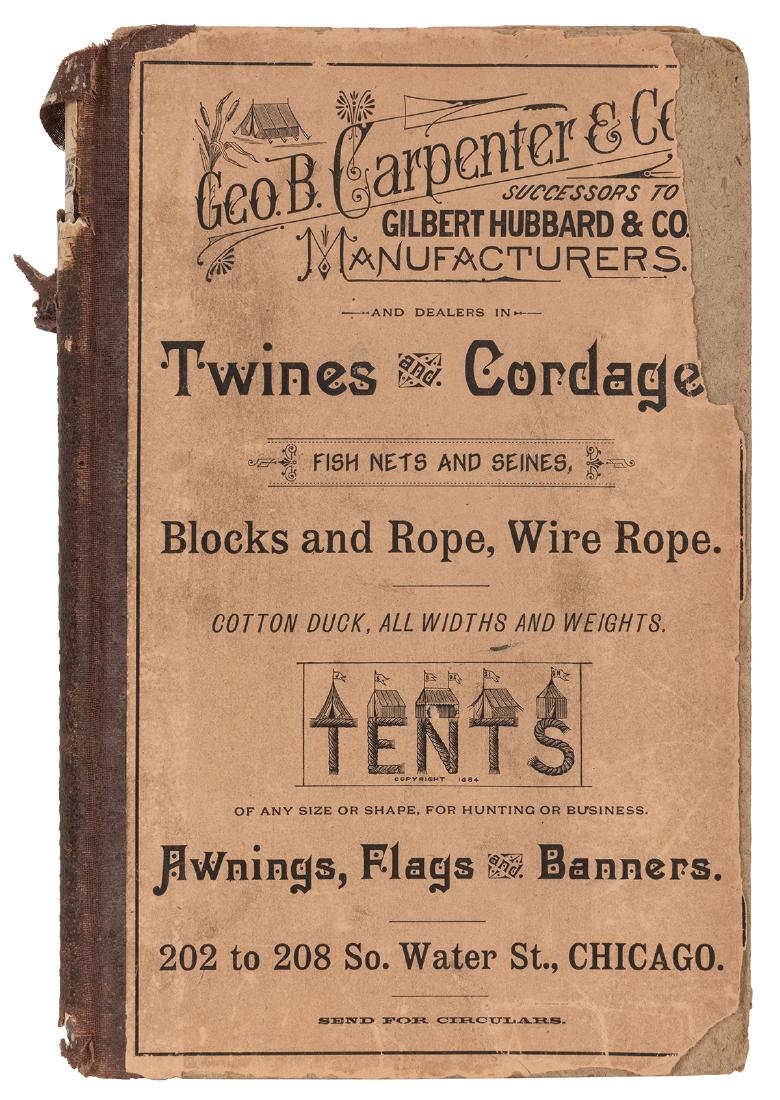 The Lakeside Annual Directory of the City of Chicago.: The Lakeside Annual Directory of the City of Chicago. 1884—85. Chicago, 1885. Original cloth-backed boards [rear cover nearly perished, spine torn, losses]. Profusely illustrated with ads, several i