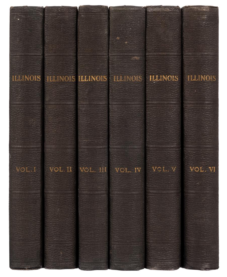 History of Illinois and Her People.: Smith, George W. History of Illinois and Her People. Chicago/New York: American Historical Society, 1927. Six volumes, uniform pebbled navy boards, marbled edges and endpapers. Illustrated. 4to. Very 