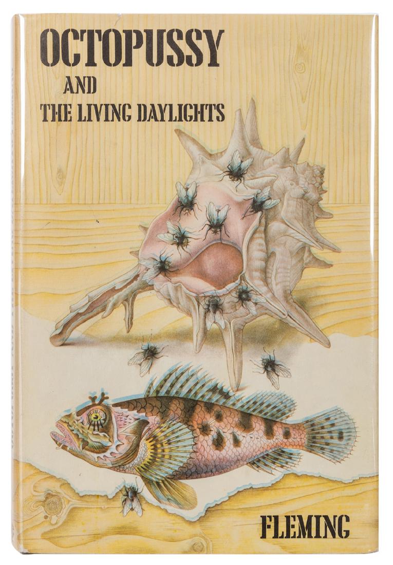 Octopussy and the Living Daylights.: Fleming, Ian. Octopussy and the Living Daylights. London: Jonathan Cape, 1966. First edition. Black cloth with silver lettering, marbled endpapers, first state dust-jacket. Slim 8vo. Tiny closed tear 