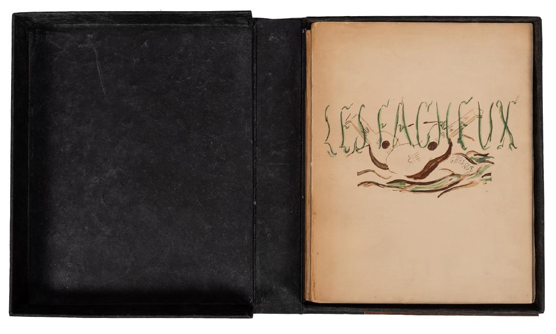Theatre Serge de Decdiaghilew. Les Facheaux.: [Braque, Georges] Cocteau, Jean, and Louis Laloy. Theatre Serge de Decdiaghilew. Les Facheaux. Paris: Editions des quatres Chemins, 1924. Number 138 on Arches, from a total edition of 500. Two vols., 