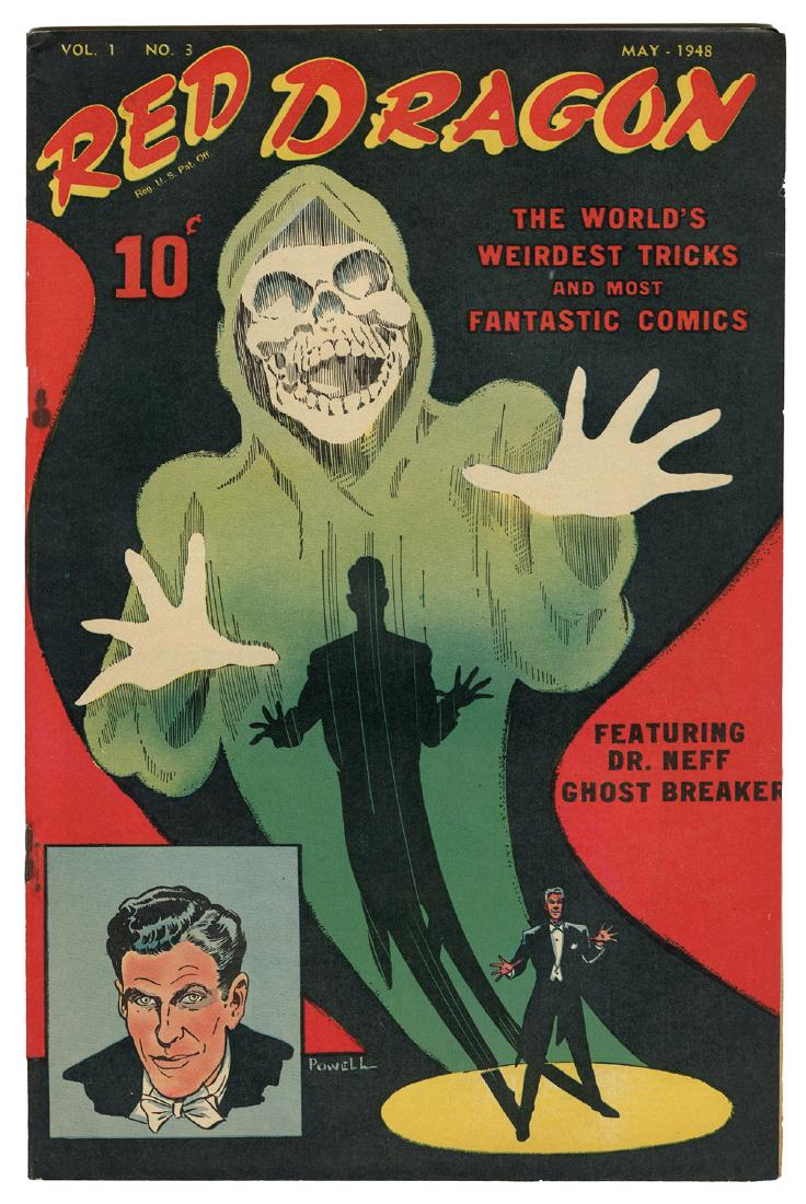 Red Dragon Vol. 1 No. 3. Featuring Dr. Neff “Ghost: Red Dragon Vol. 1 No. 3. Featuring Dr. Neff “Ghost Breaker.” Street & Smith, 1948. Cover by Bob Powell. Attractive copy with two dark splotches near staples, only minor wear to extremities.