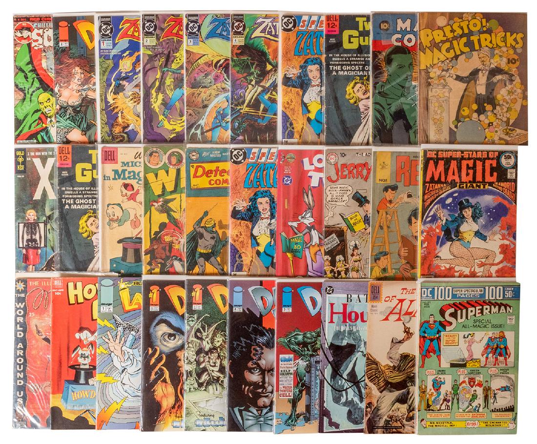 Magic and Magicians. 35 Comic Books.: Magic and Magicians. 35 Comic Books. Various publishers, 1950s-90s. Includes Sorcery No. 4; Superman No. 272; Howdy Doody No. 16; Labman No. 1; Batman The Devil’s Workshop; Looney Tunes No. 43; Mick