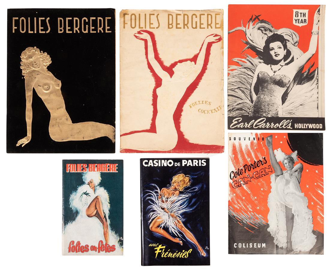 Folies Bergere. Five Souvenir Programs.: Folies Bergere. Five Souvenir Programs. 1940s-50s. Includes five souvenir programs for Folies-Bergere and one souvenir program for Earl Carroll’s Hollywood, eighth year. Each program features photog