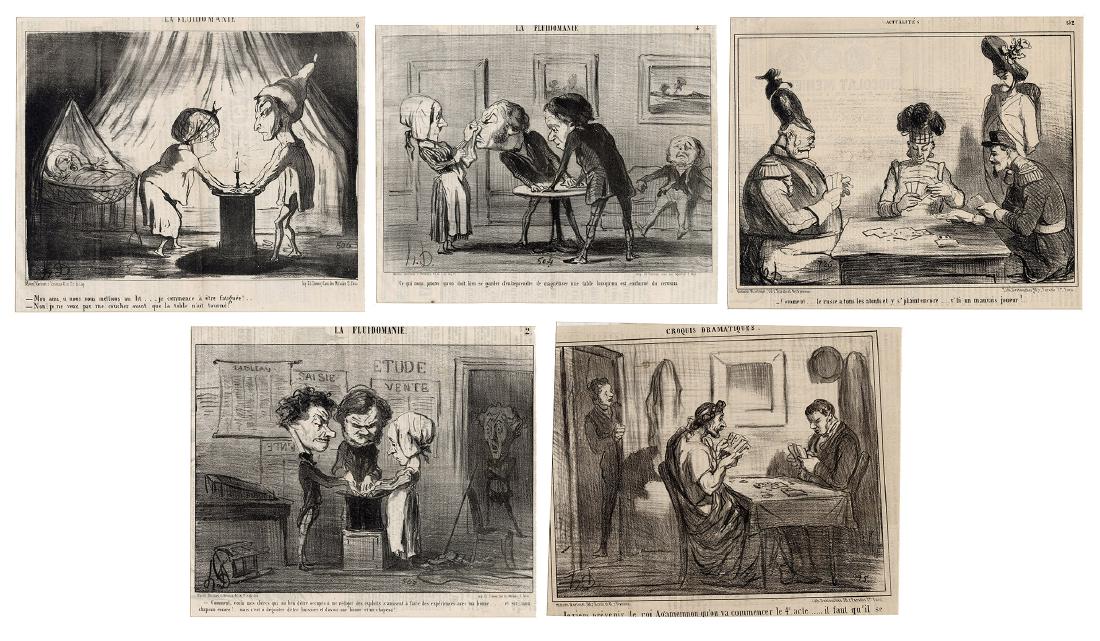 Eight Honore Daumier Lithographs.: Daumier, Honore (French, 1808-1879). Eight Honore Daumier Lithographs. Includes eight lithographs, most from the publication La Charivari. Each feature Daumier’s H.D. signature in plate, most depict