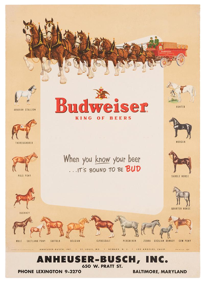Budweiser. King of Beers. Baltimore: Anheuser-Busch, (1 of 1)