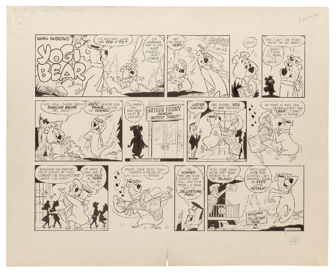 Yogi Bear Original Comic Strip Art. Hanna-Barbera (1 of 1)