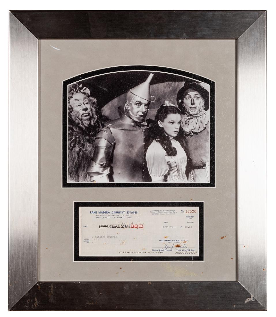 Jack Haley Signed Check Photo Display. Metal frame (1 of 1)