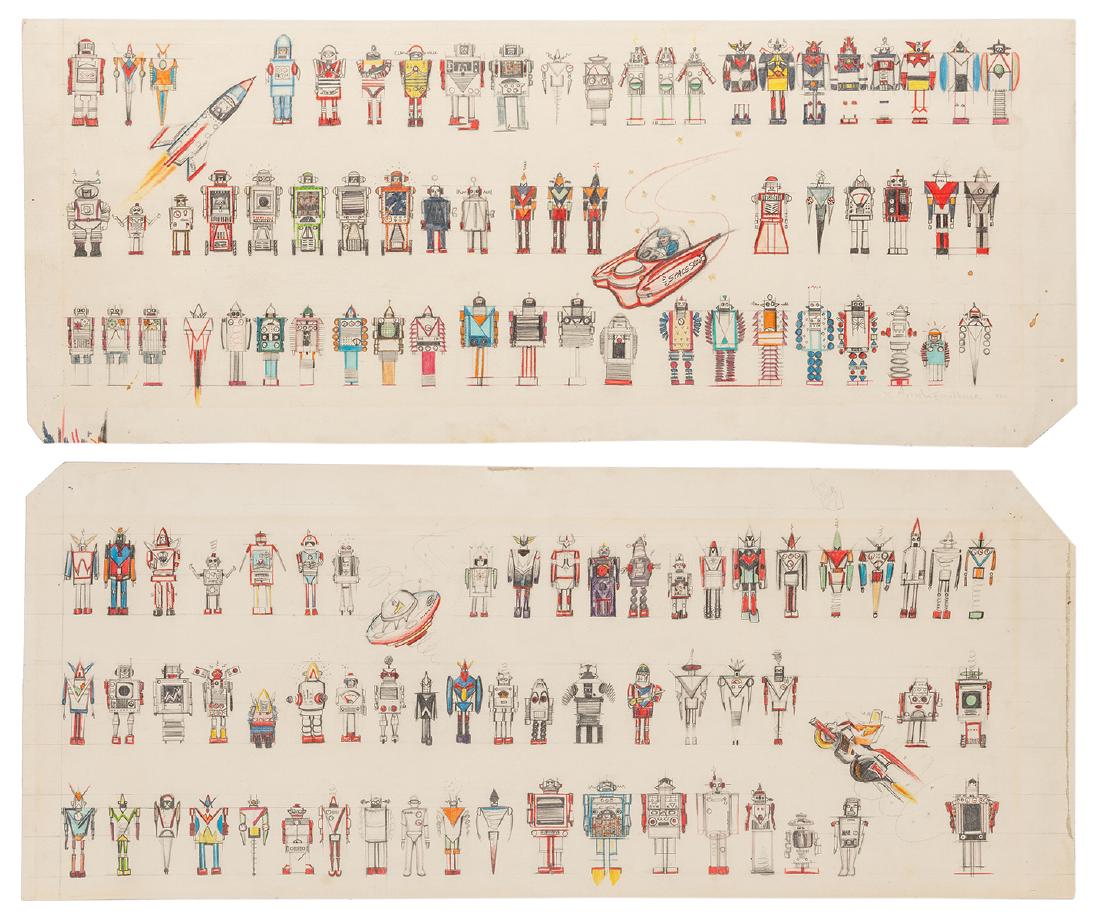 Faulkner, Amelia. Original Robot Fan Art. 2 pcs. 1979. (1 of 1)