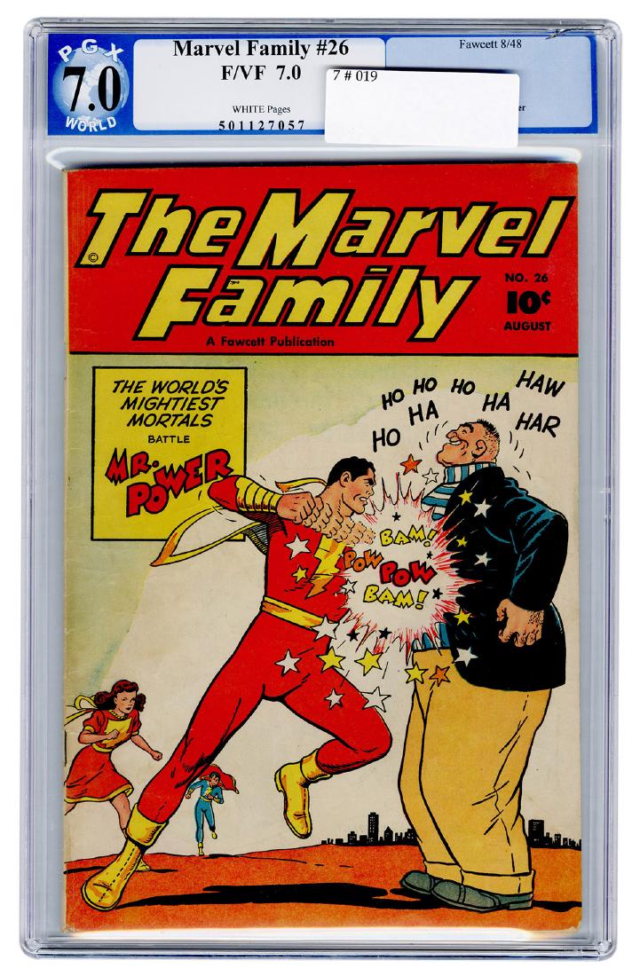 Marvel Family No. 26. Fawcett, 1948. PGX 7.0 graded: Marvel Family No. 26. Fawcett, 1948. PGX 7.0 graded copy. C.C. Beck cover.