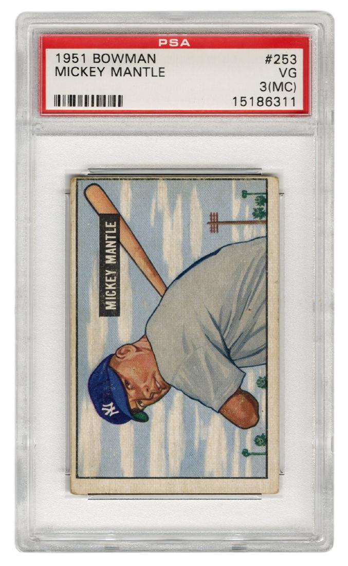 1951 Bowman Mickey Mantle Rookie No. 253. PSA VG 3 (1 of 2)