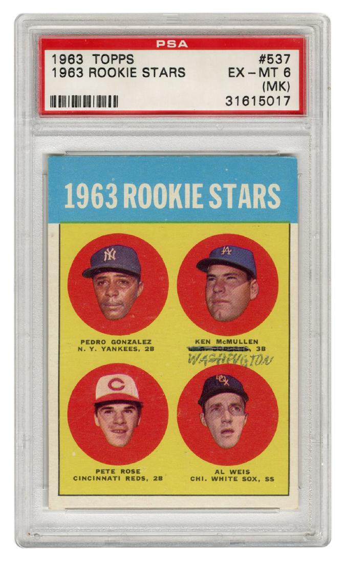1963 Topps Pete Rose Rookie Stars No. 537. PSA EX/MT 6 (1 of 2)