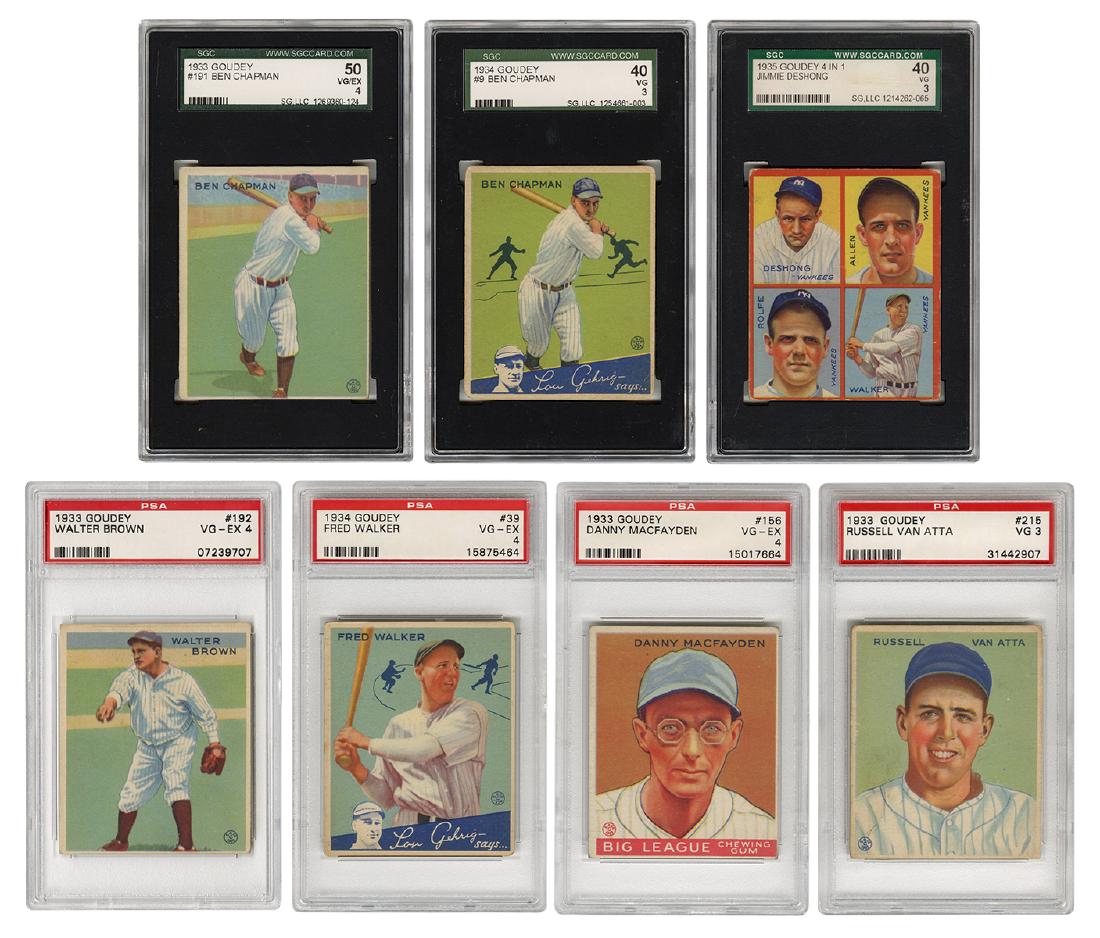 1933–35 Goudey. Lot of Seven Yankees Cards. All (1 of 1)