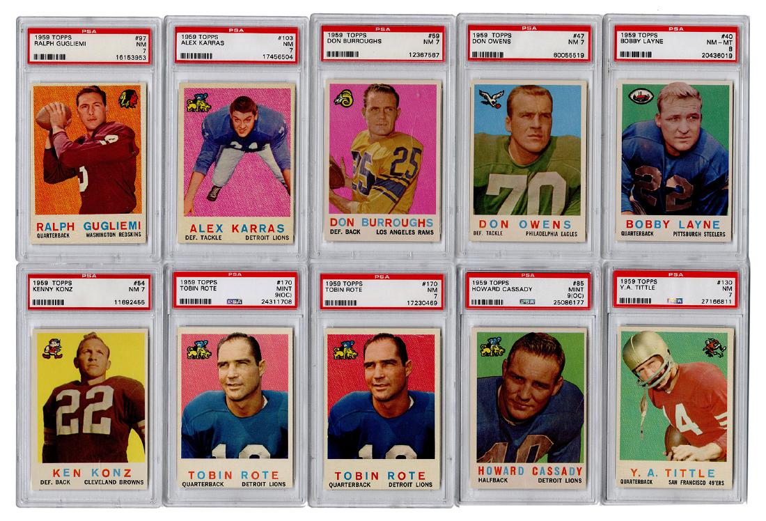 1959 Topps Football Cards. Lot of 17 Graded Cards. All (1 of 2)