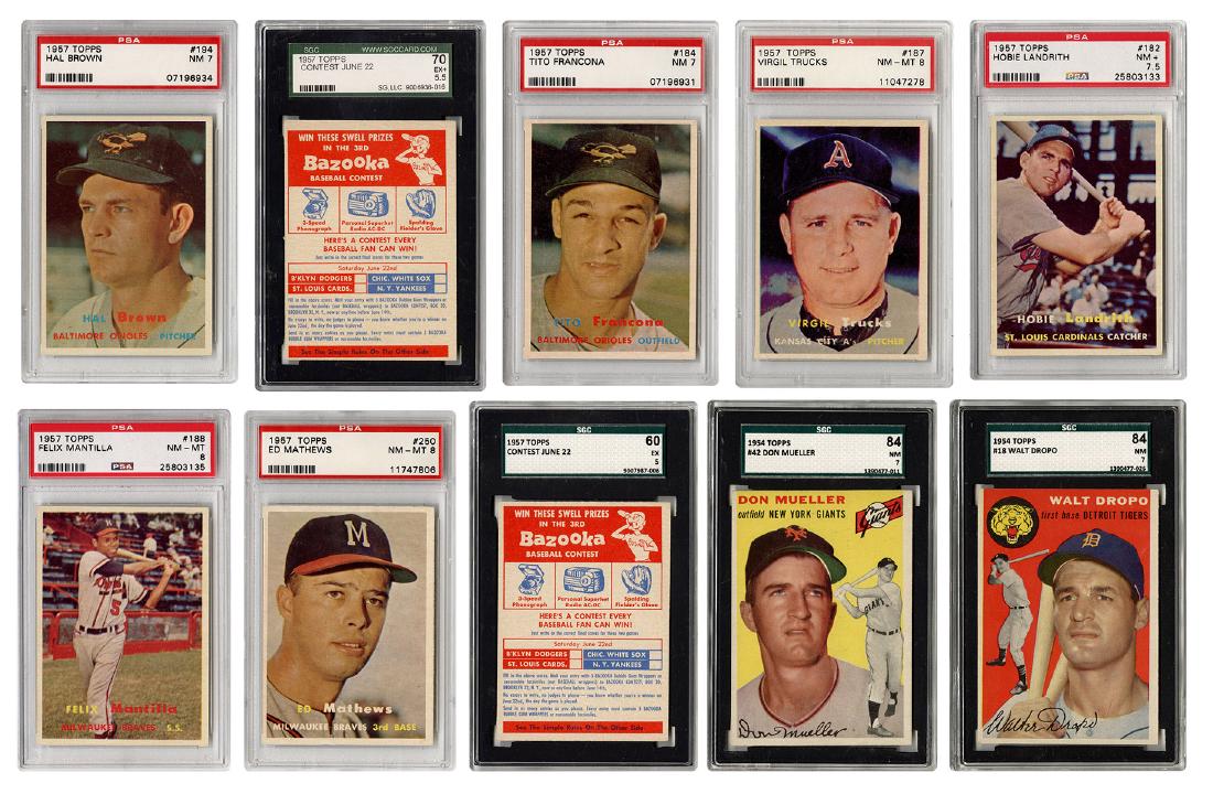 1950s Topps Baseball. Lot of 15 Graded Cards. Including (1 of 2)