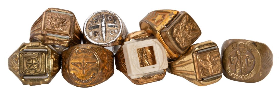 Aviation Themed Premium Rings. 8 pcs. Circa 1930s. (1 of 1)