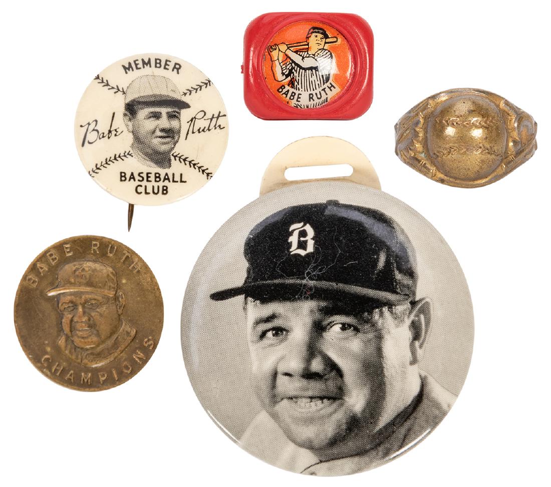 Babe Ruth Radio Premiums. 5 pcs. Circa 1930s. Premiums (1 of 1)
