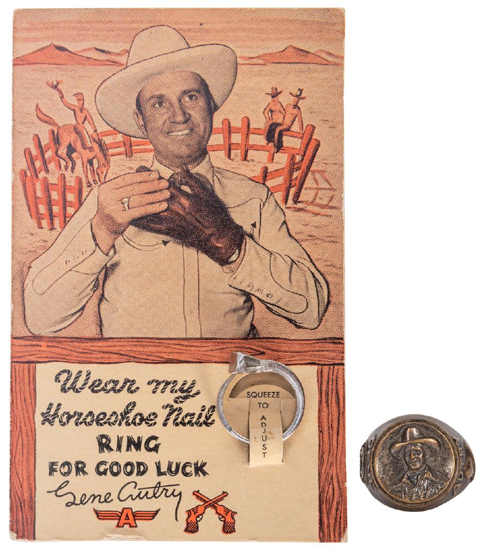 Gene Autry Pair of Premium Rings. Circa 1940s. A silver (1 of 2)