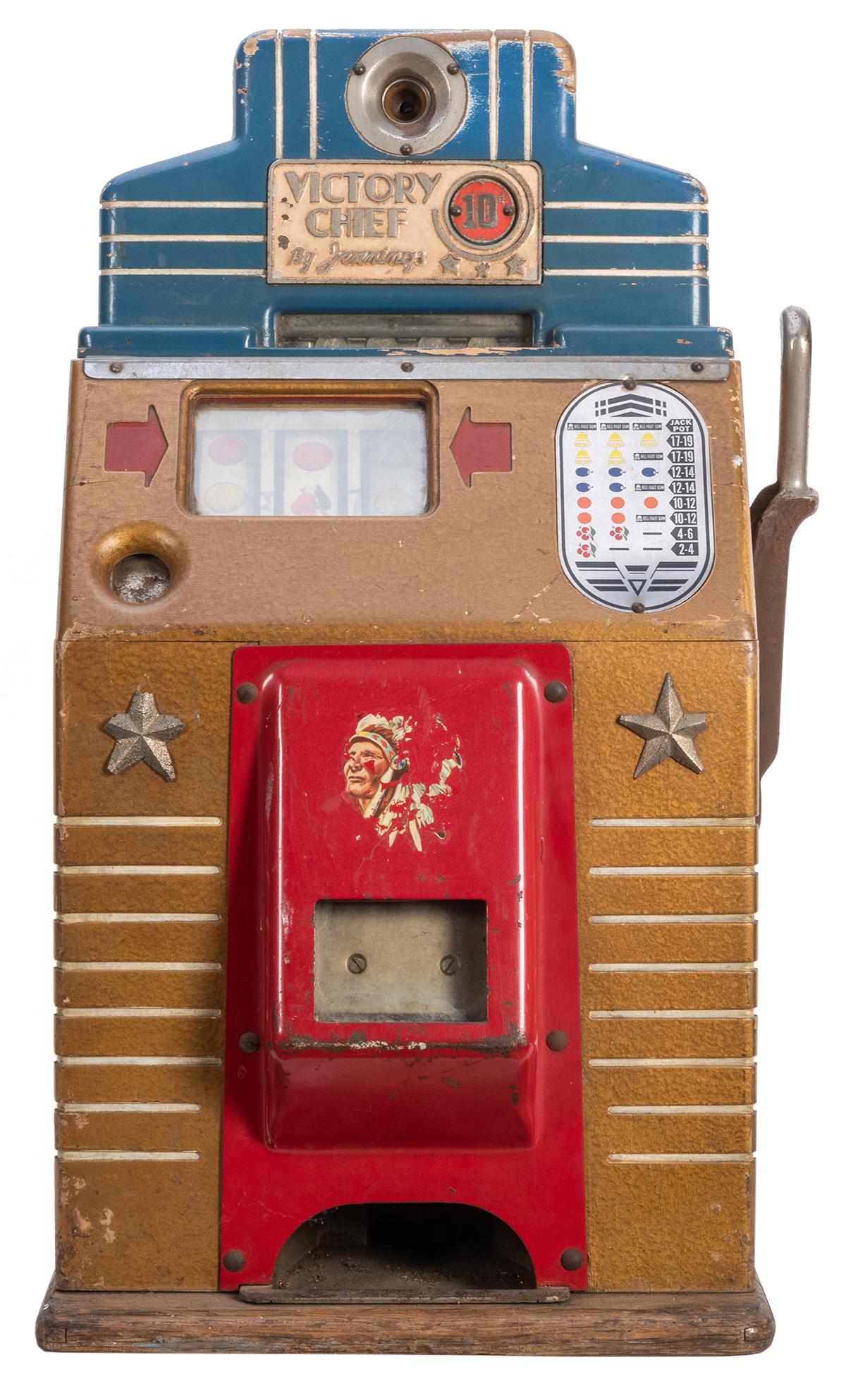 O.D. Jennings 10 Cent Victory Chief Slot Machine. (1 of 2)