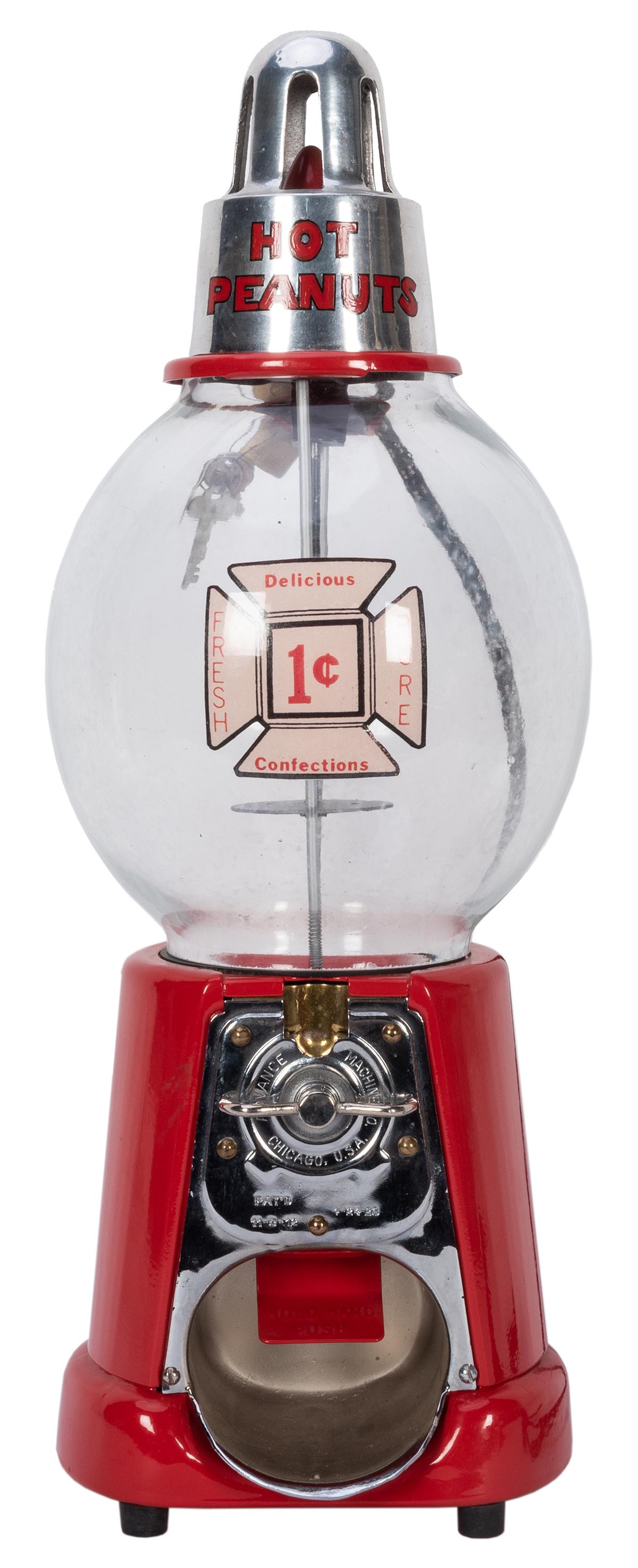 Advance Machine Co. One Cent Hot Peanuts Vendor. (1 of 2)